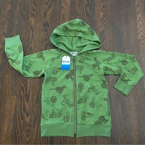 Bit’z kids green animal print zip hoodie sz 5/6